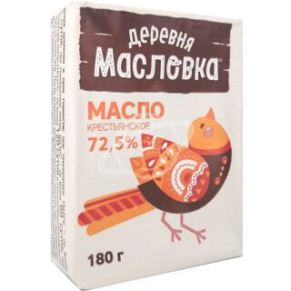 Масло сладко-сливочное несоленое крестьянское "Деревня Масловка" 72,5% 180г БЗМЖ