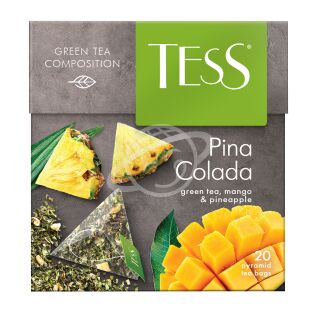 Чай "TESS" PINA COLADA зеленый с манго и ананасом в пирамидках, 20 шт