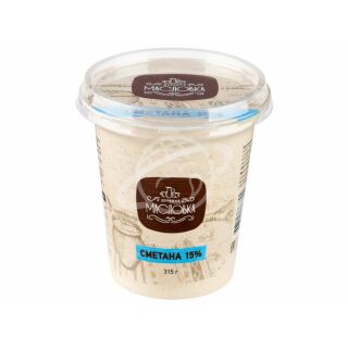 Сметана "Деревня Масловка" 15% 315г БЗМЖ