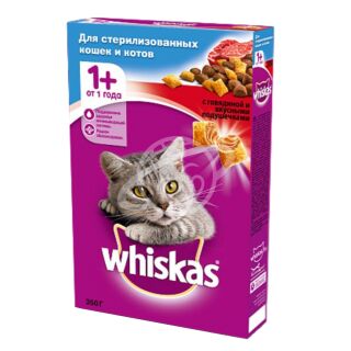 Корм для стерилизованных кошек и котов "Whiskas" с говядиной 350г