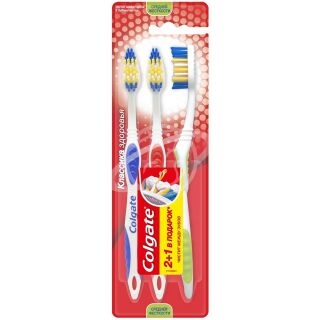 Зубная щетка "Colgate" классика здоровья средней жесткости 2+1
