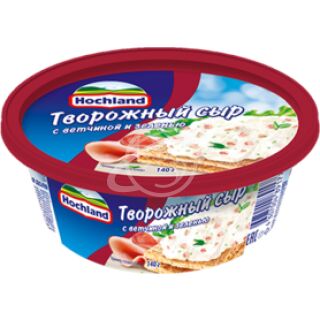 Сыр творожный Hochland с ветчиной и зеленью 60% 140г БЗМЖ