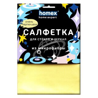 Салфетка для стекол и зеркал "HOMEX" 30*30см 1шт