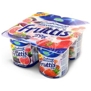 Продукт йогуртный "Fruttis" сливочный инжир-чернослив, малина-земляника 5% 115г БЗМЖ