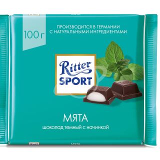Шоколад "Ritter Sport" темный с мятной начинкой Германия 100г