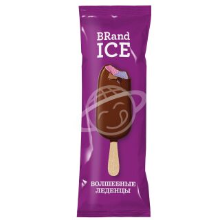 БЗМЖ Мороженое "BRand ICE" 70г сливочное эскимо Волшебные леденцы в горьком шоколаде АО "БРПИ"