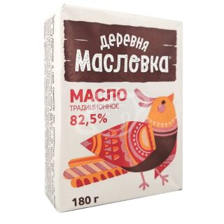 Масло сладко-сливочное несоленое традиционное "Деревня Масловка" 82,5% 180г БЗМЖ