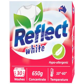 Концентрированный стиральный порошок "REFLECT WHITE" 650г для светлых и белых вещей