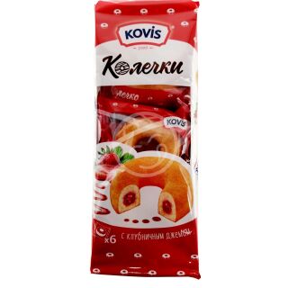 Колечки бисквитные "KOVIS" с клубничным джемом 240г