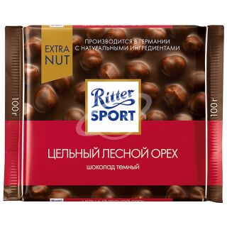Шоколад "Ritter Sport" темный с цельным лесным орехом Германия 100г