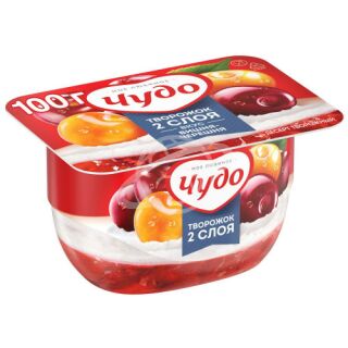 Десерт творожный "Чудо" взбитый с вишней и черешней 4% 100г БЗМЖ