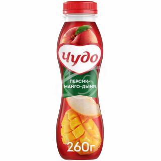 Йогурт питьевой "Чудо" персик, манго, дыня 1,9% 260г БЗМЖ