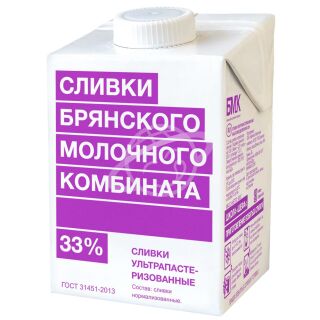 Сливки "БМК" ультрапастеризованные 33% 500г БЗМЖ