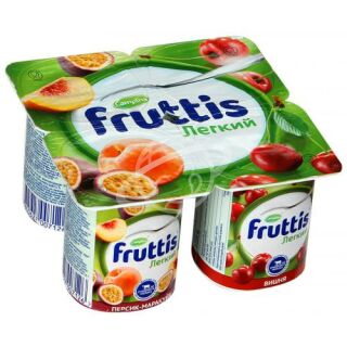 Продукт йогуртный "Fruttis" лёгкий с маракуйей, персиком и вишней 0,1% 110г БЗМЖ