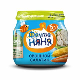 Пюре "ФрутоНяня" из цветной капусты, кукурузы и моркови овощной салатик с 5 месяцев 80г