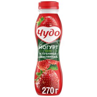 Йогурт питьевой "Чудо" клубника, земляника 1,9% 260г БЗМЖ