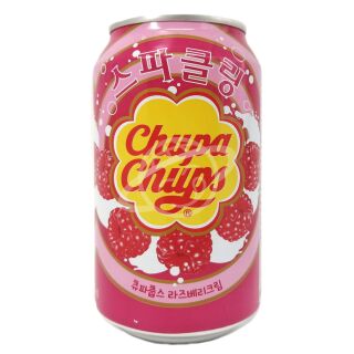 Напиток газированный "Chupa chups" со вкусом малины со сливкам безалкогольный ж/б 345мл Корея