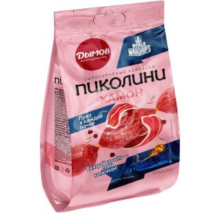 Колбаски Дымов "Пиколини" со вкусом хамона сырокопченые 50г