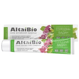 Зубная паста "AltaiBio" для профилактики кариеса солодка-бадан 100мл