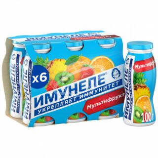 Напиток кисломолочный "Имунеле"с соком мультифруктов 1,2% 100г БЗМЖ