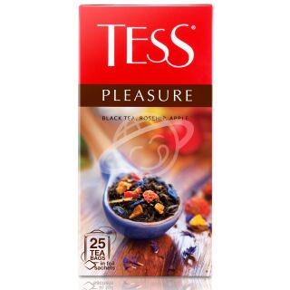 Чай "TESS" PLEASURE черный с шиповником и яблоком в пакетиках, 25 шт