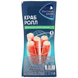 Крабовые палочки "Русское море" Краб-ролл с творожным сыром и зеленью охлажденные 180г