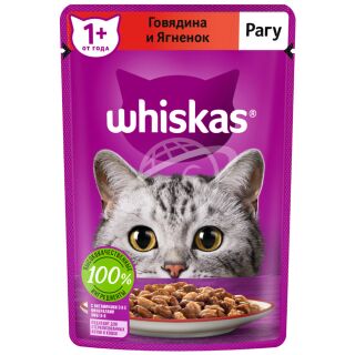 Корм для кошек "Whiskas" рагу с говядиной и ягненком 75г