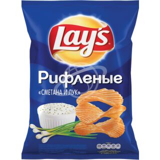 Чипсы "Lays" сметана, лук рифленые 140г