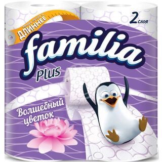 Туалетная бумага "FAMILIA" Plus волшебный цветок 2-х слойная 4шт