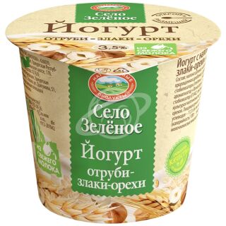 Йогурт "Село Зелёное" отруби-злаки-орехи 3,5% 120г БЗМЖ