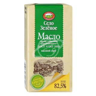 Масло сладко-сливочное традиционное "Село Зеленое" 82,5% 175г БЗМЖ